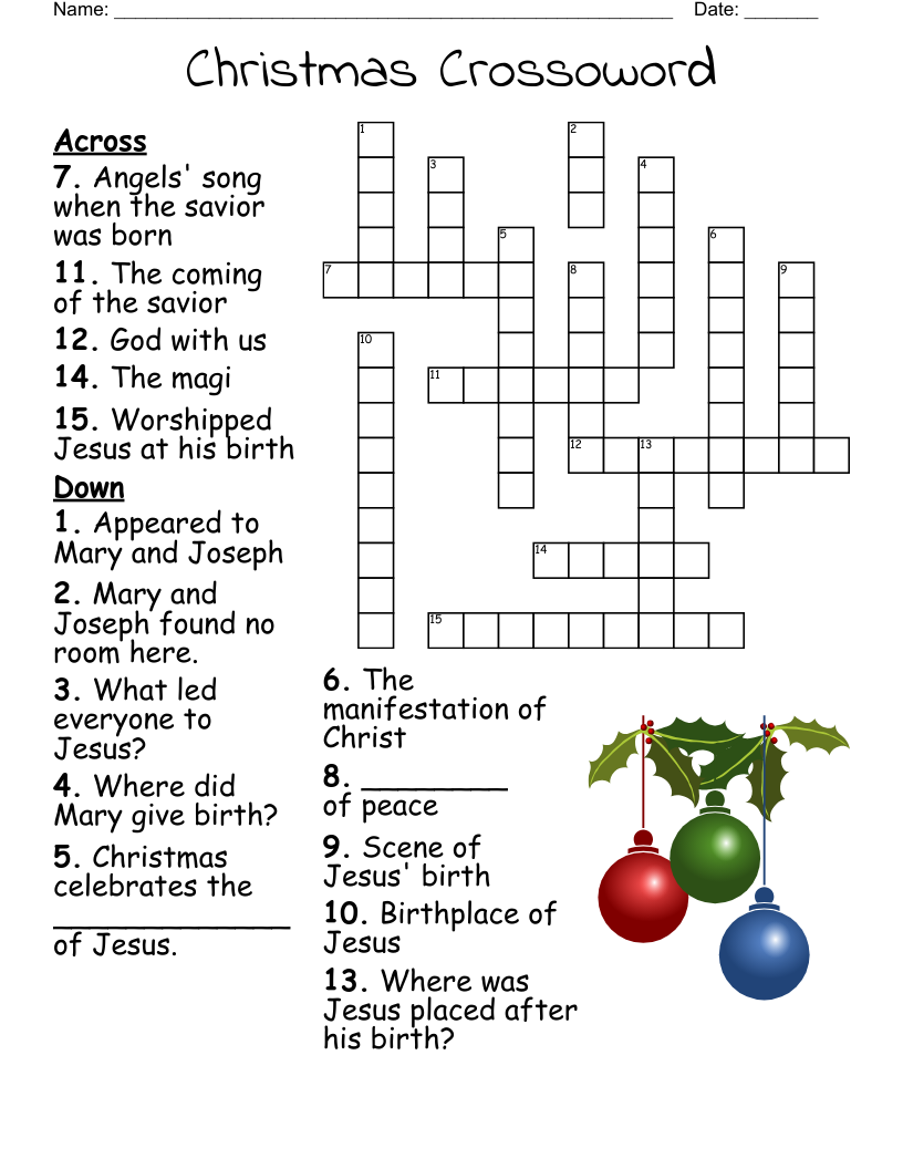 Printable Christmas Crossword Puzzles for Kids