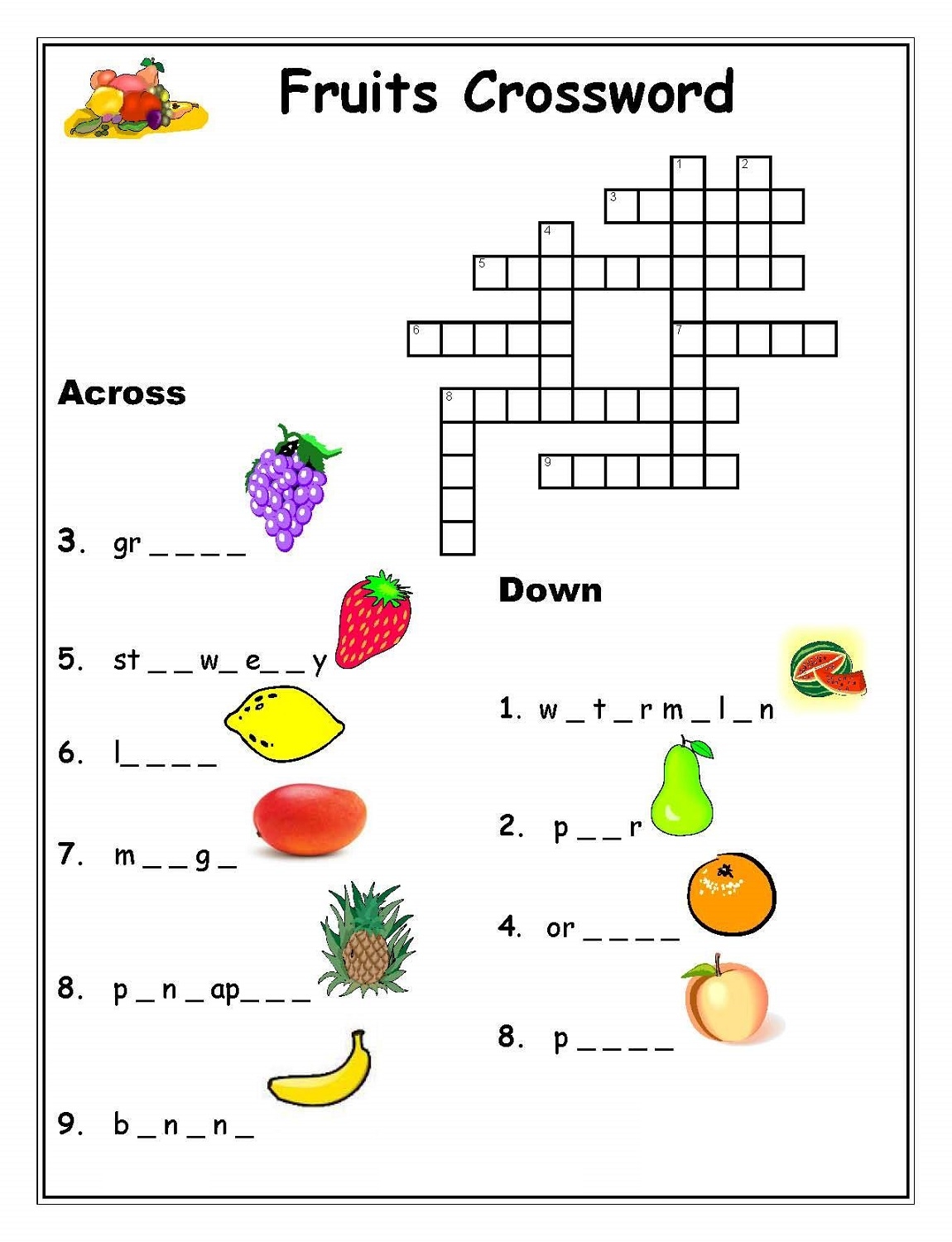 Printable Easy Crossword Puzzles Kids