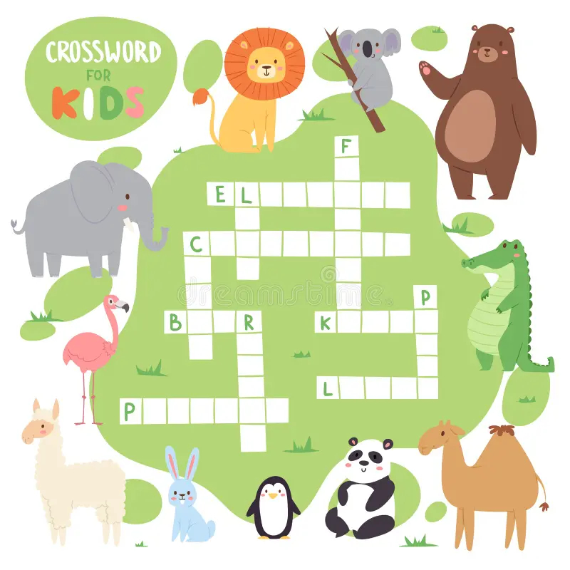 Jungle Animals Crossword Puzzle Printable