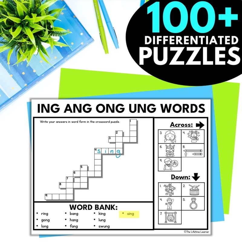 Kindergarten 1st 2nd Grade Phonics Crossword Puzzles The Lifetime Learner