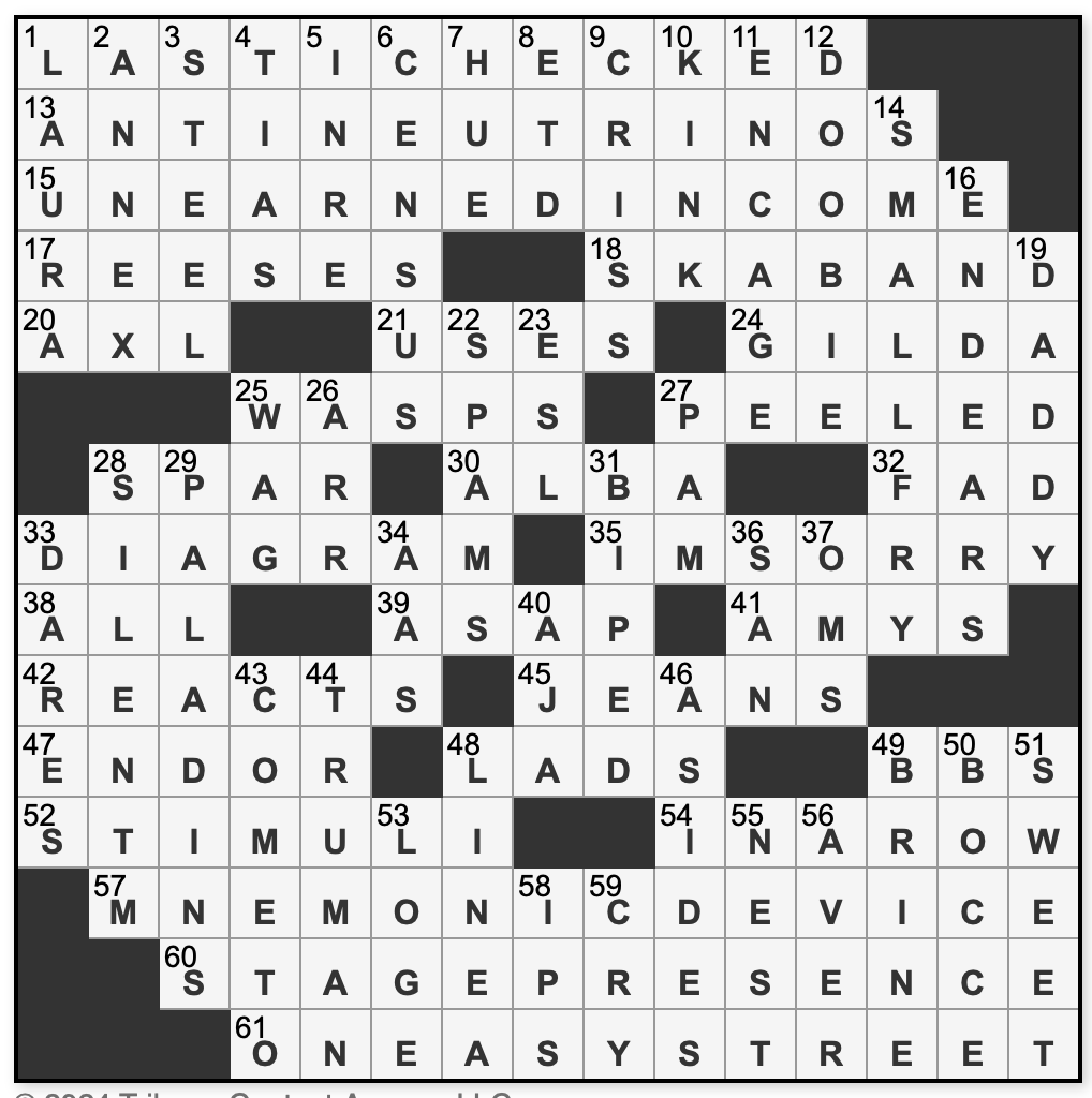 L A Times Crossword Corner Saturday February 24 2024 Guilherme Gilioli