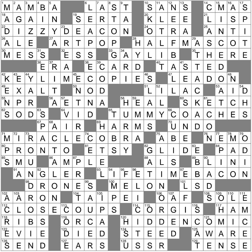 Universal Sunday Crossword Puzzle Printable