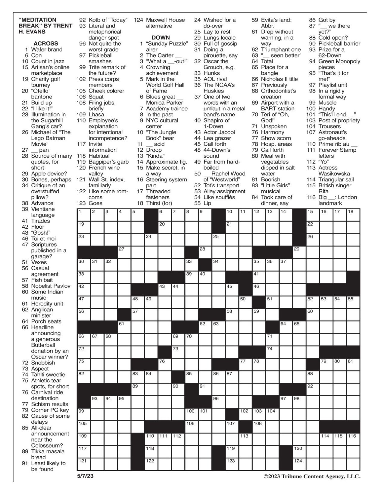 LA Times Crossword May 7 2023 Crosswords Yakimaherald