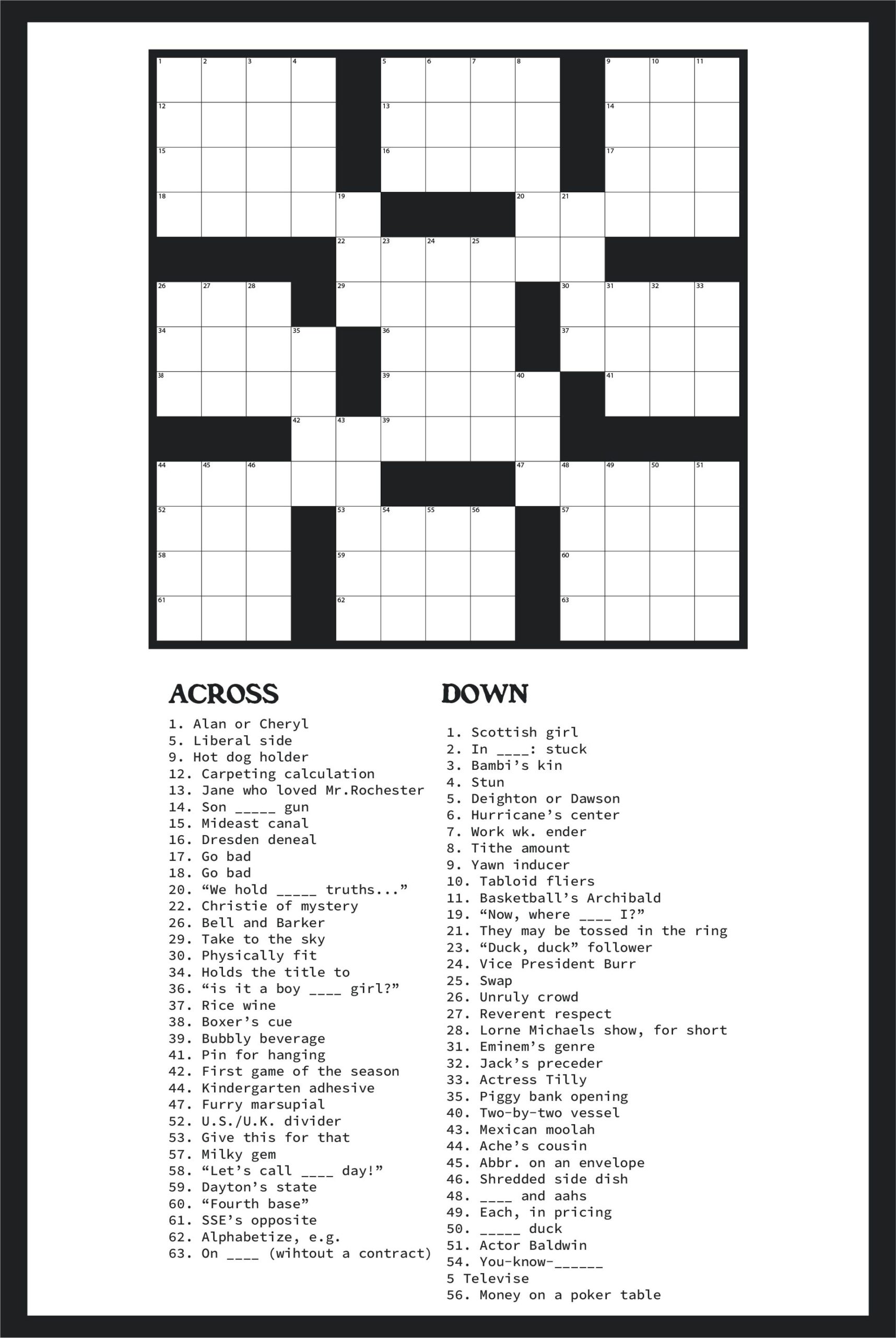 Printable Crossword Puzzles for Seniors