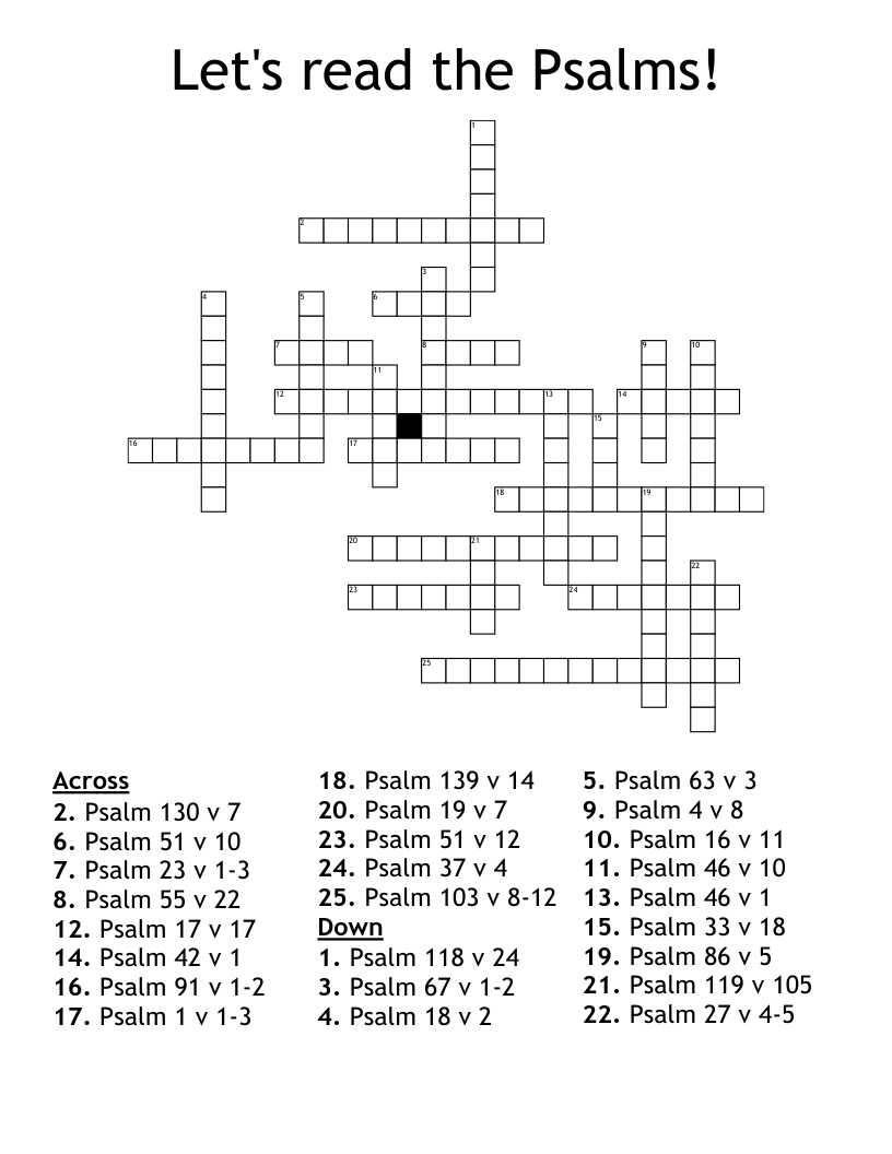 Let s Read The Psalms Crossword WordMint Let s Read The Psalms Crossword WordMint