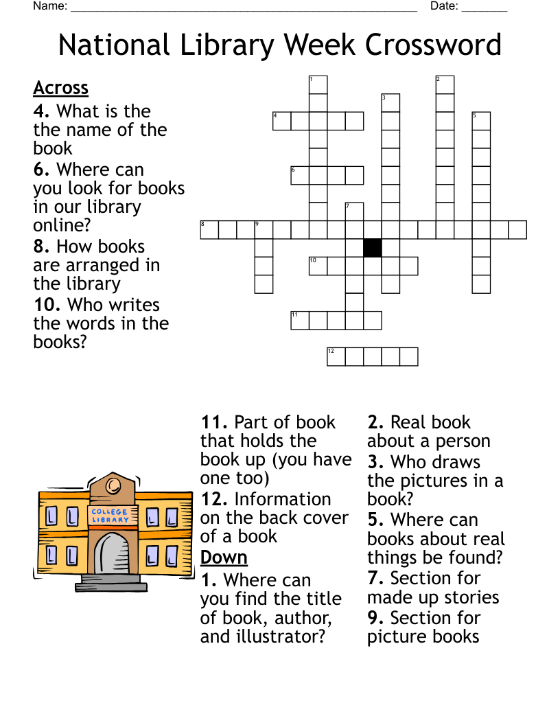 Library Crossword WordMint Library Crossword WordMint