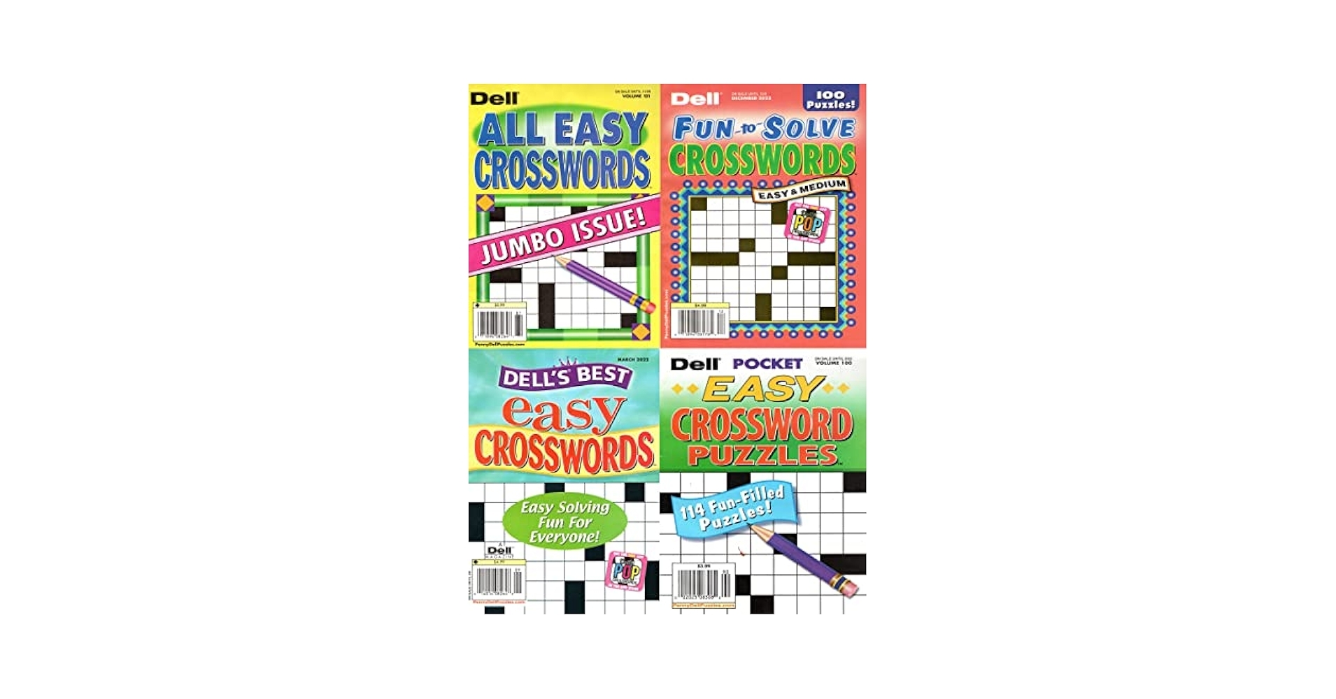 Lot Of 4 Dell Easy And Fun Crosswords NEW Dell Amazon Books