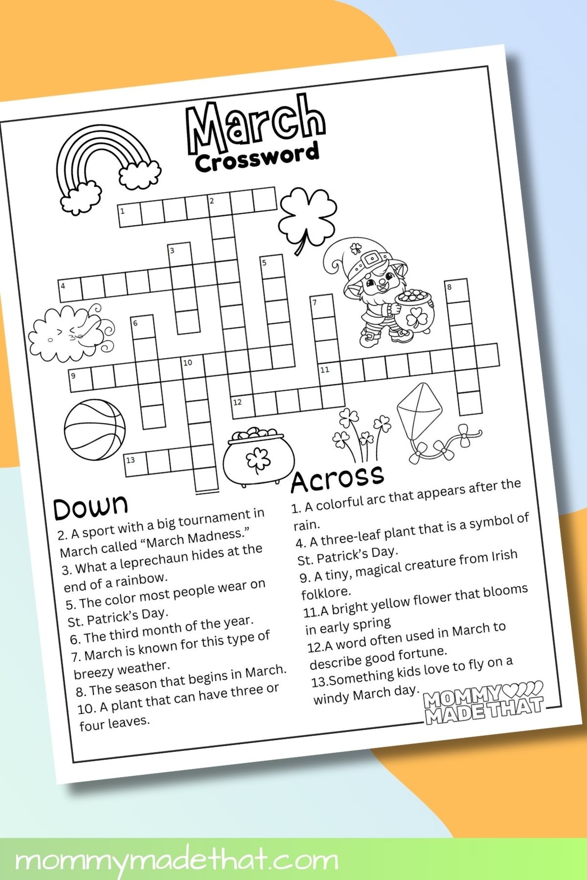 Free Printable March Crossword Puzzles