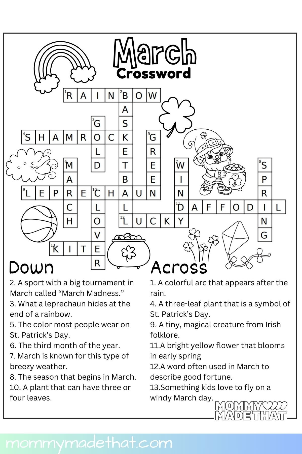 Printable Crossword Puzzles with Key