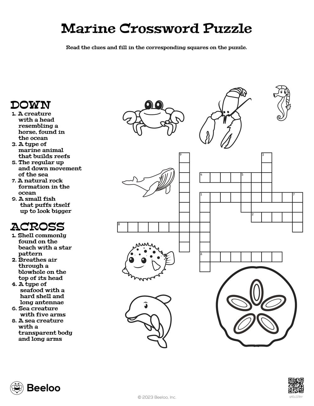 Marine Crossword Puzzle Beeloo Printable Crafts And Activities For Kids Marine Crossword Puzzle Beeloo Printable Crafts And Activities For Kids