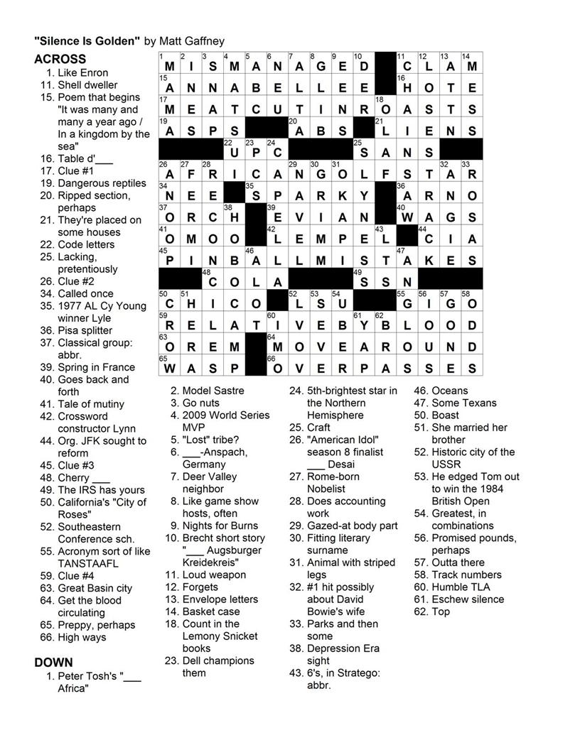 Matt Gaffney Matt Gaffney s Weekly Crossword Contest Page 678