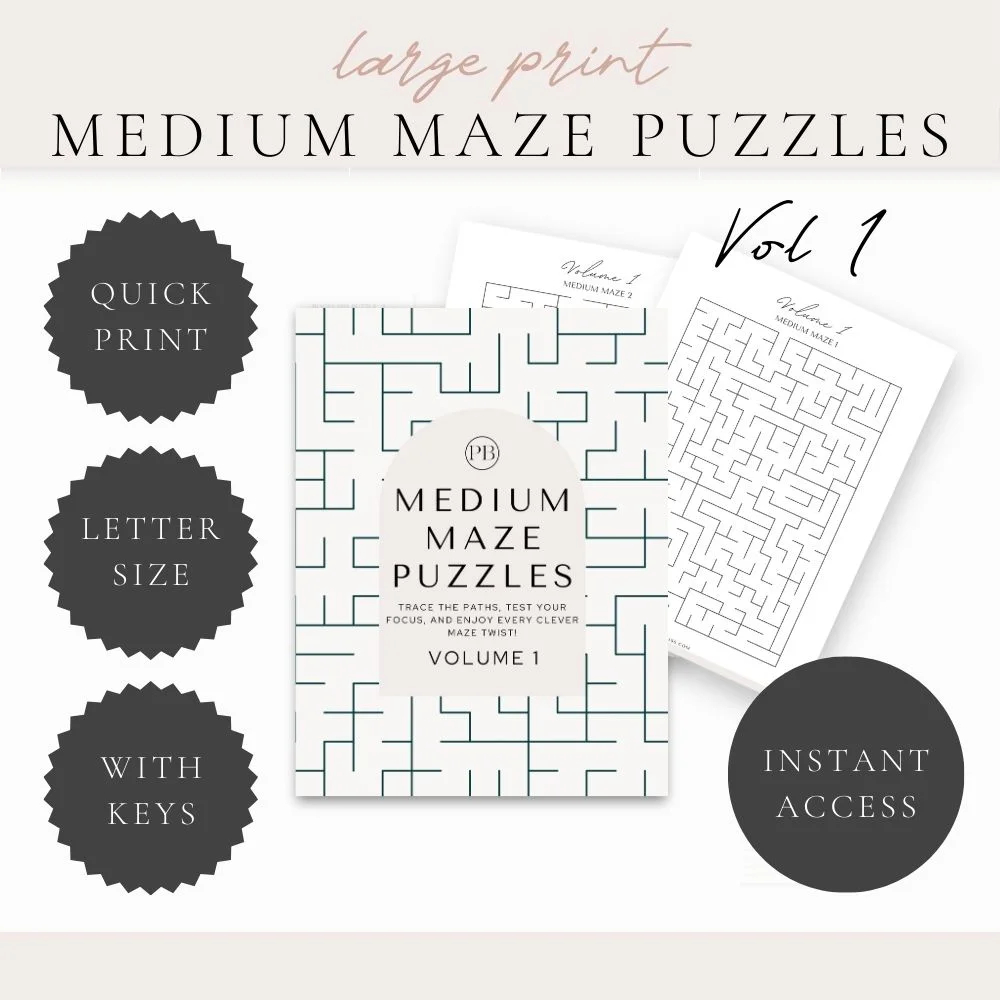 Medium Maze Puzzles Volume 1 Puzzle Bliss