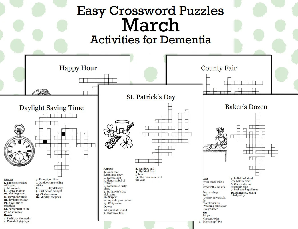 Memory enhancing Crossword Puzzles For Dementia Printable Brain Exercise For Improved Cognitive Functio Etsy