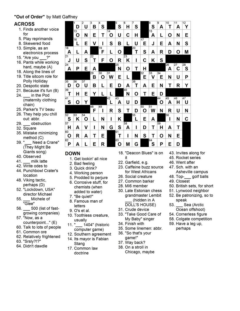 MGWCC 100 Friday April 30th 2010 One Hundred Weeks Of Solvitude Matt Gaffney s Weekly Crossword Contest