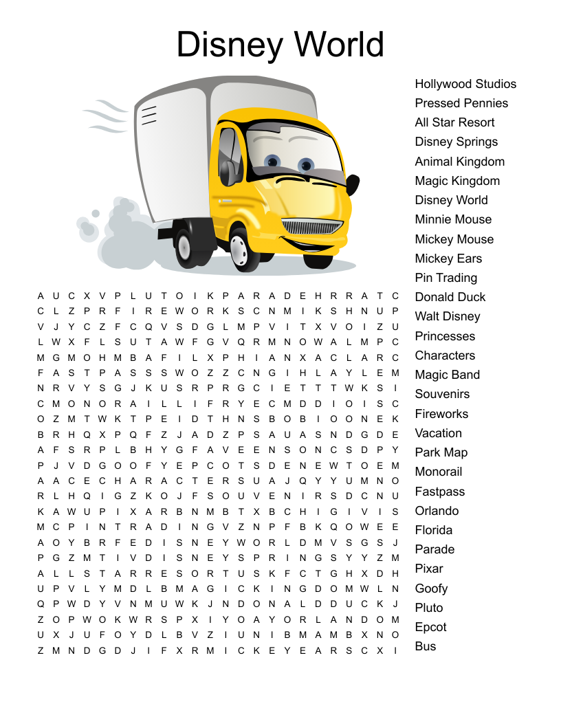 Crossword Puzle Printable Disney