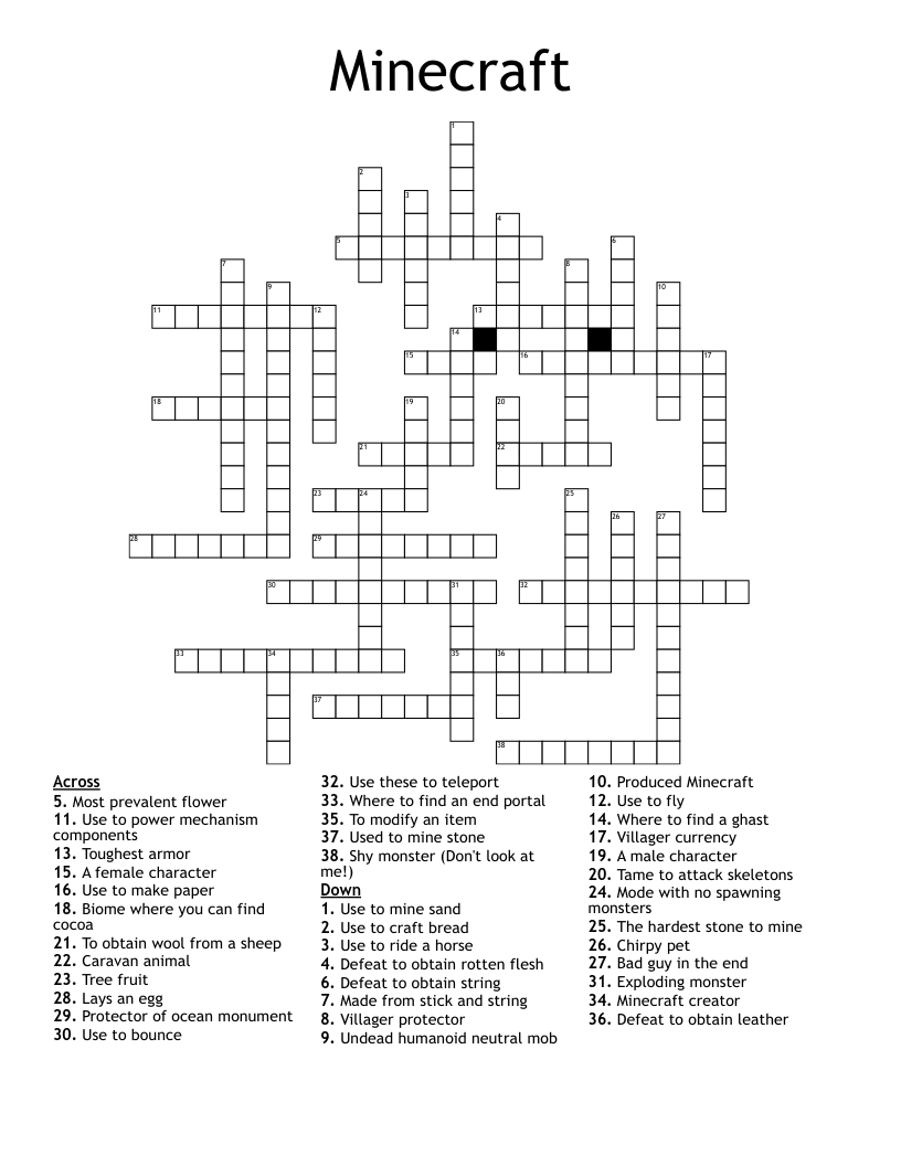 Free Printable Crossword with Answers