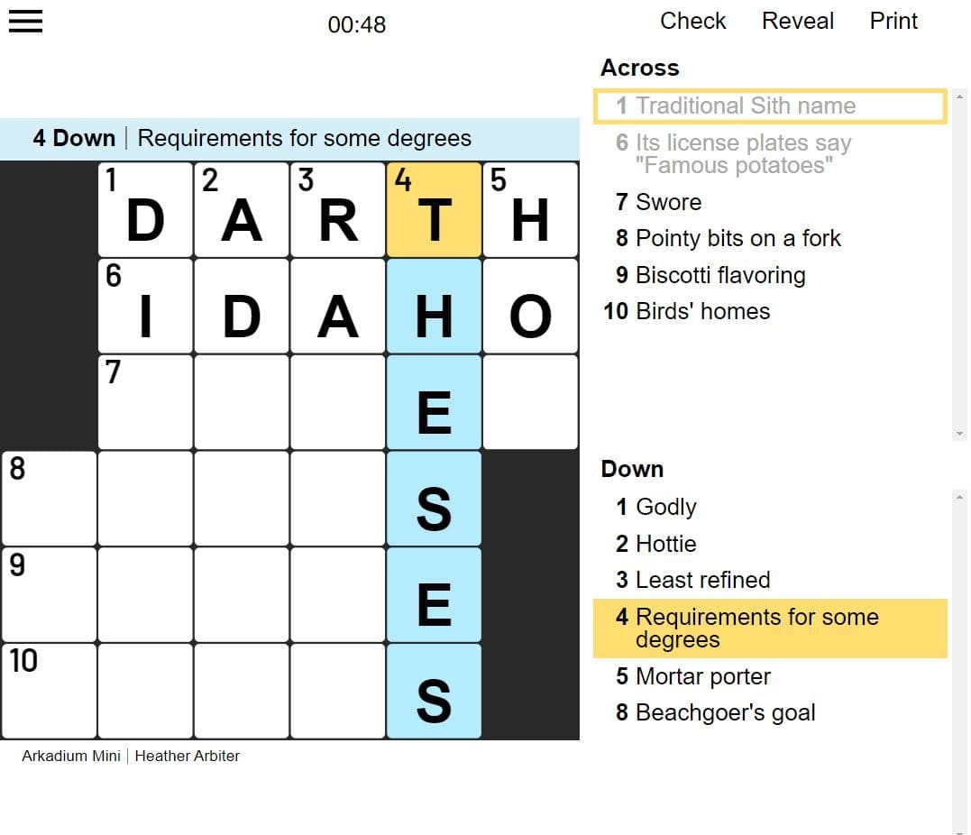 mini crossword instantly play mini crossword online for free