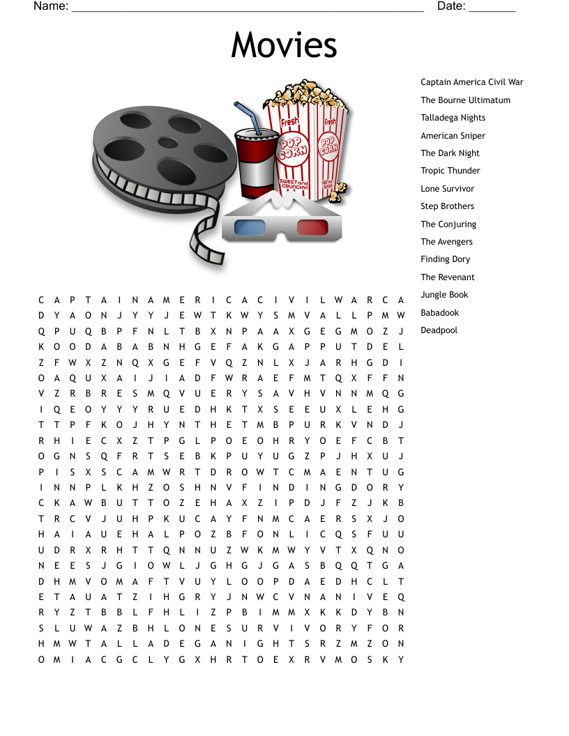 Movies Crosswords Word Searches Bingo Cards WordMint