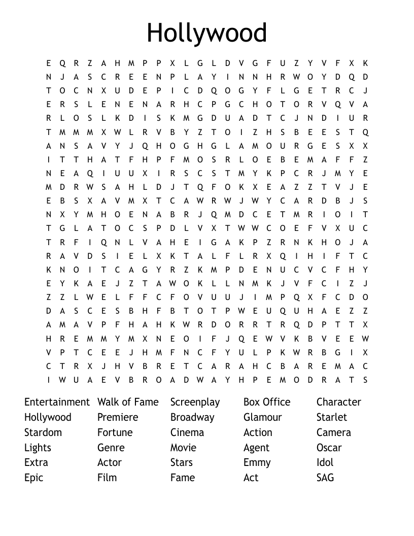 Movie Crosswords Printable