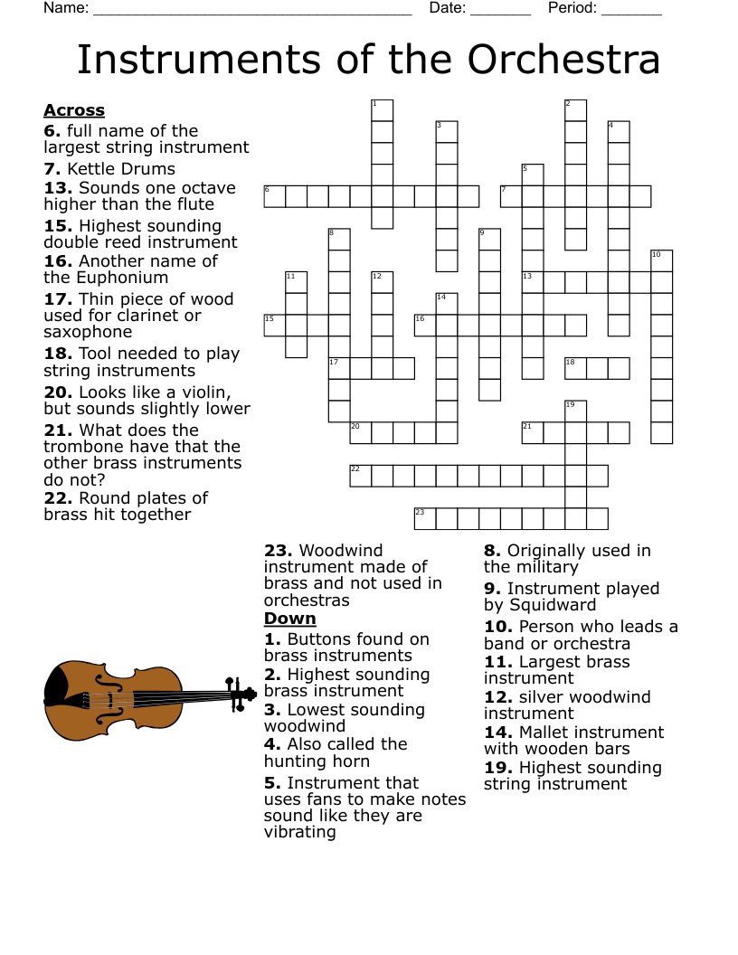Music Crossword Puzzles Easy Free Printable
