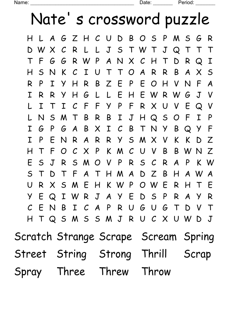 Nate S Crossword Puzzle Word Search WordMint
