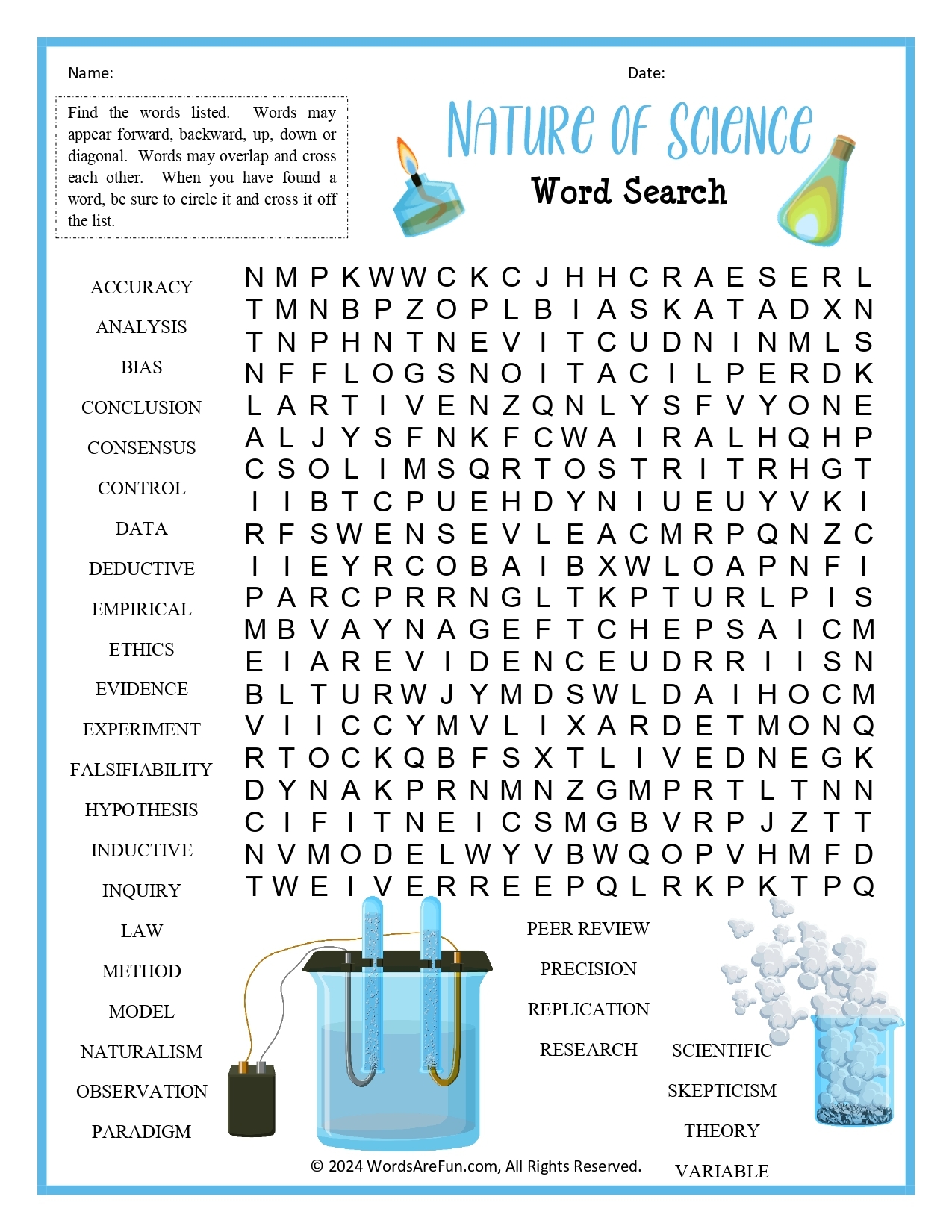 Nature Of Science Word Search