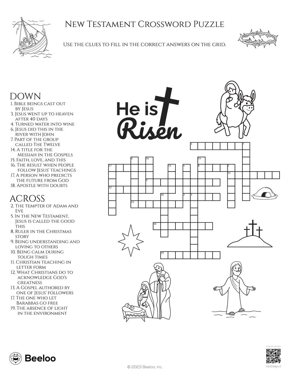 New Testament Crossword Puzzle Beeloo Printable Crafts And Activities For Kids