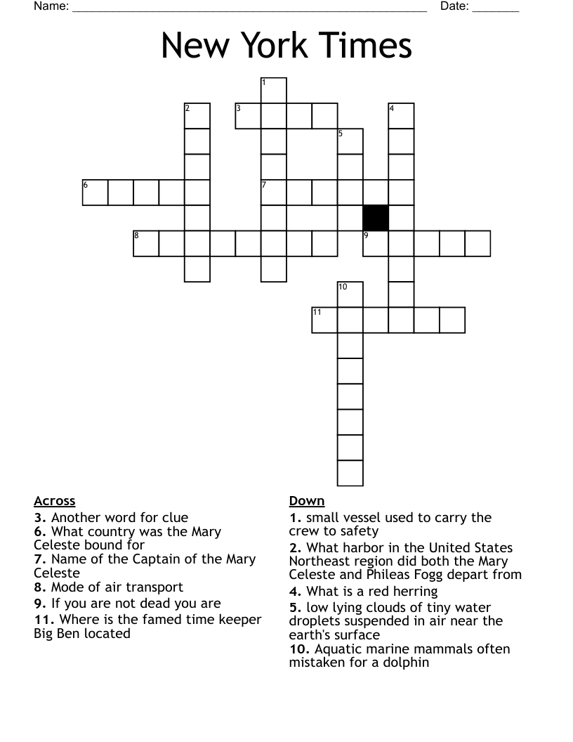 New York Times Crossword Printable
