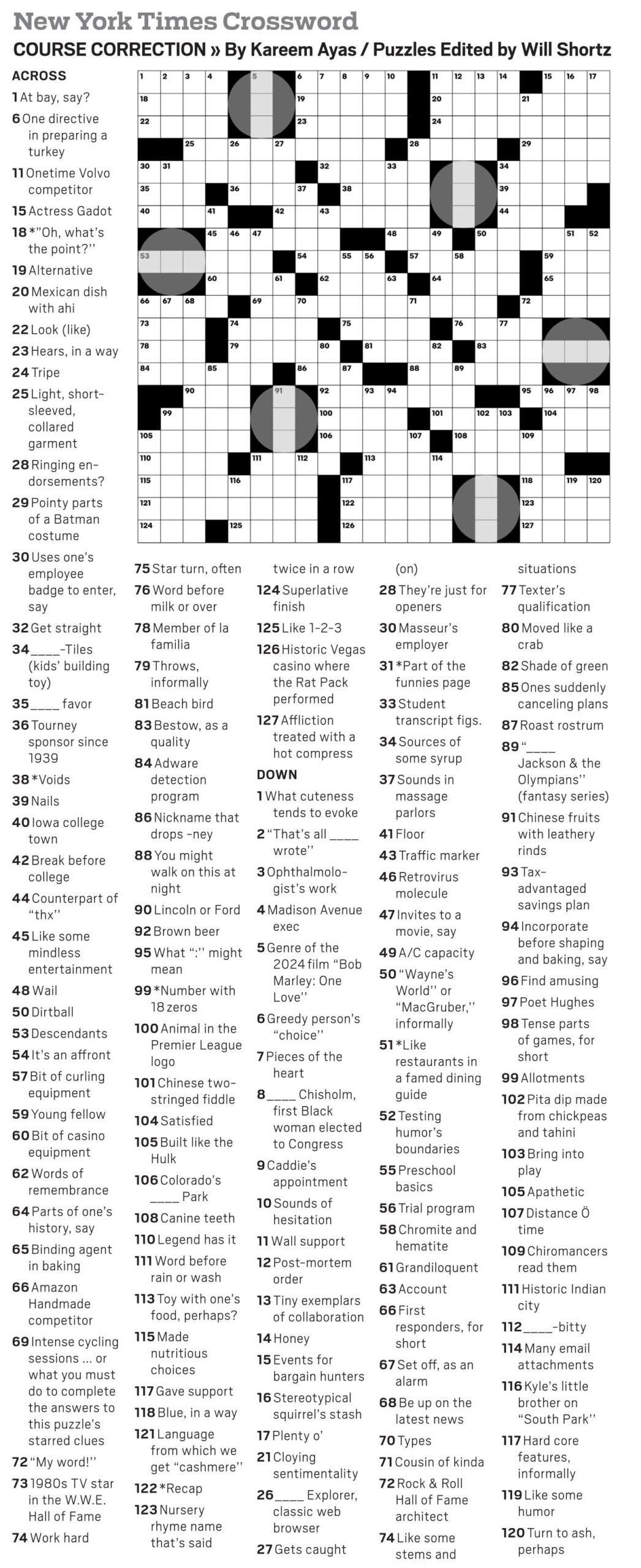new york times daily crossword puzzles