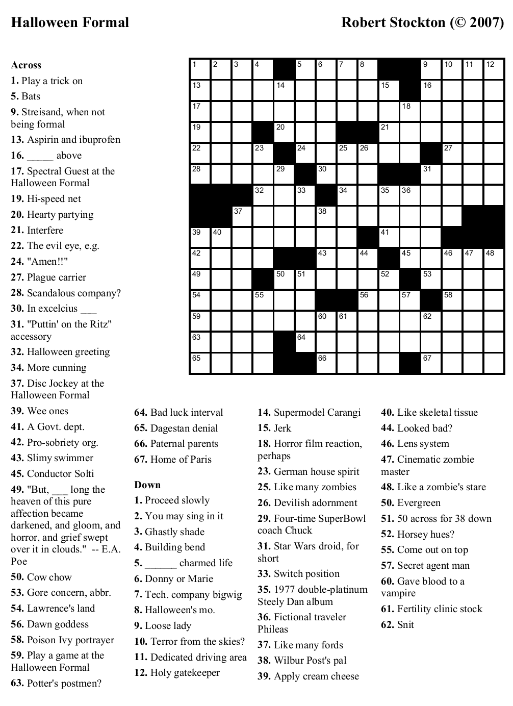 October 2007 Beekeeper Crosswords October 2007 Beekeeper Crosswords