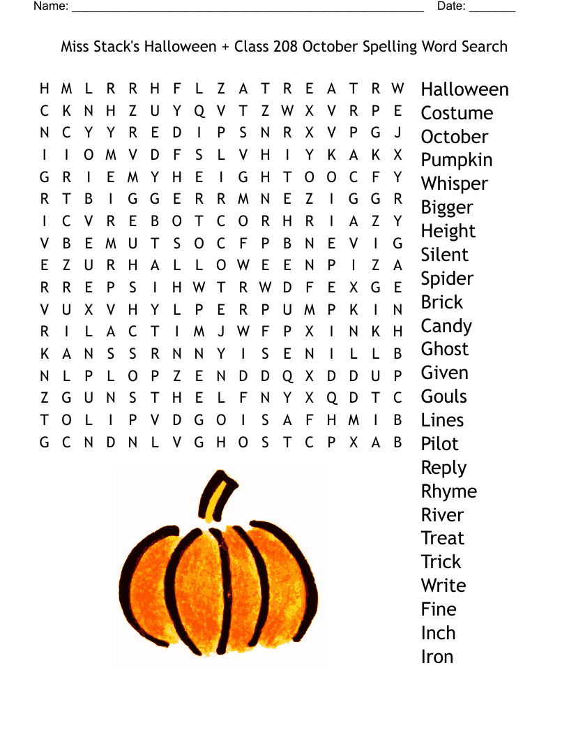 October Crossword Puzzle Printable