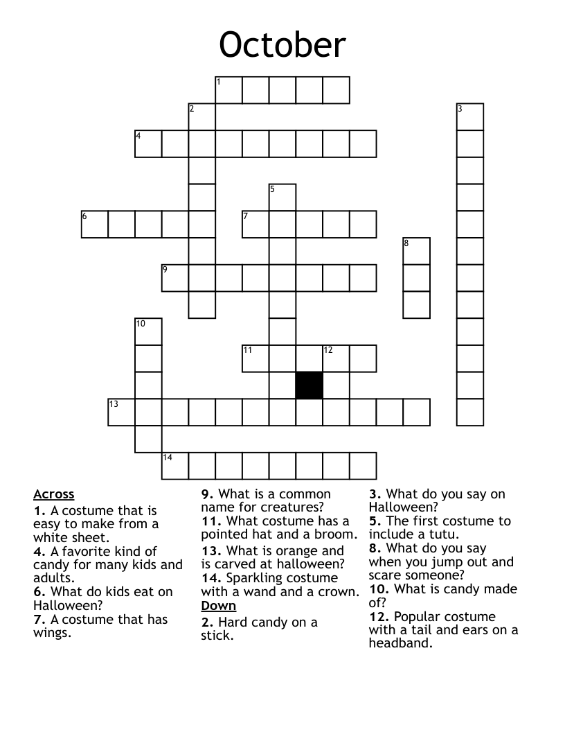 Large Print Crossword Puzzles Printable Halloween