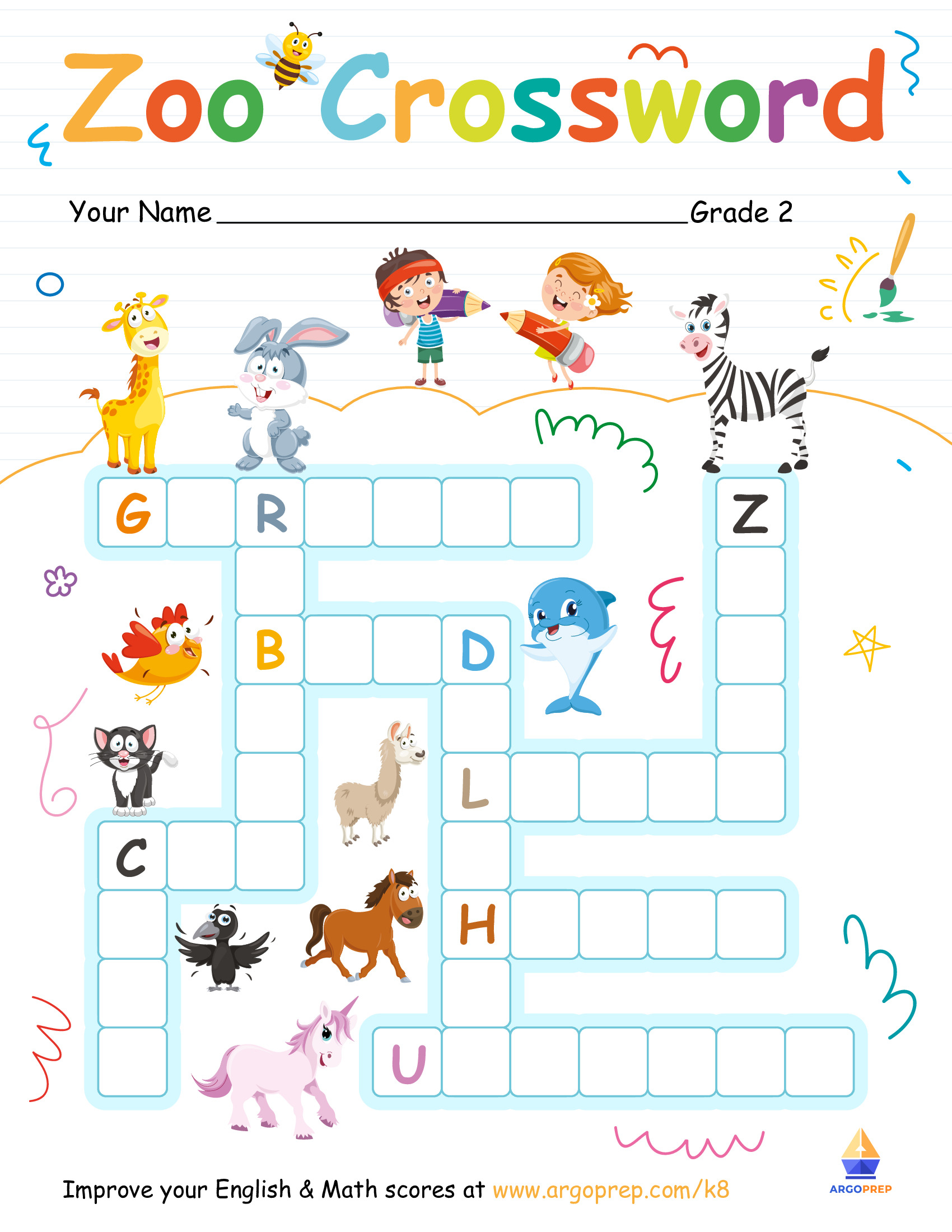 oliver and sophia s ultimate zoo animal crossword puzzle argoprep