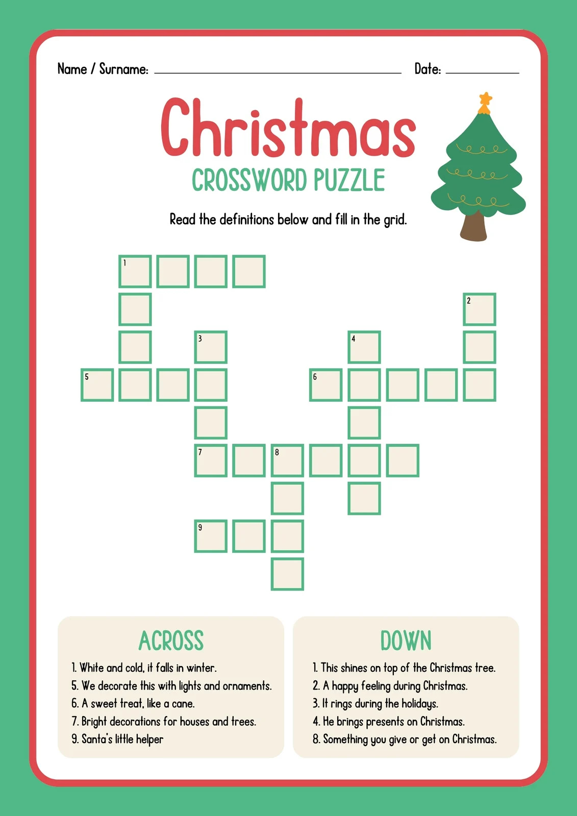 Free Printable Christmas Crossword Worksheets Free Printable Christmas Crossword Worksheets