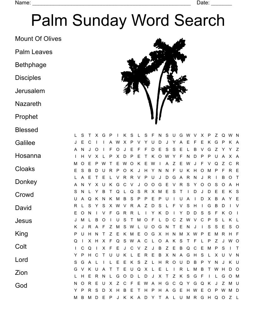 Palm Sunday Crossword WordMint Palm Sunday Crossword WordMint