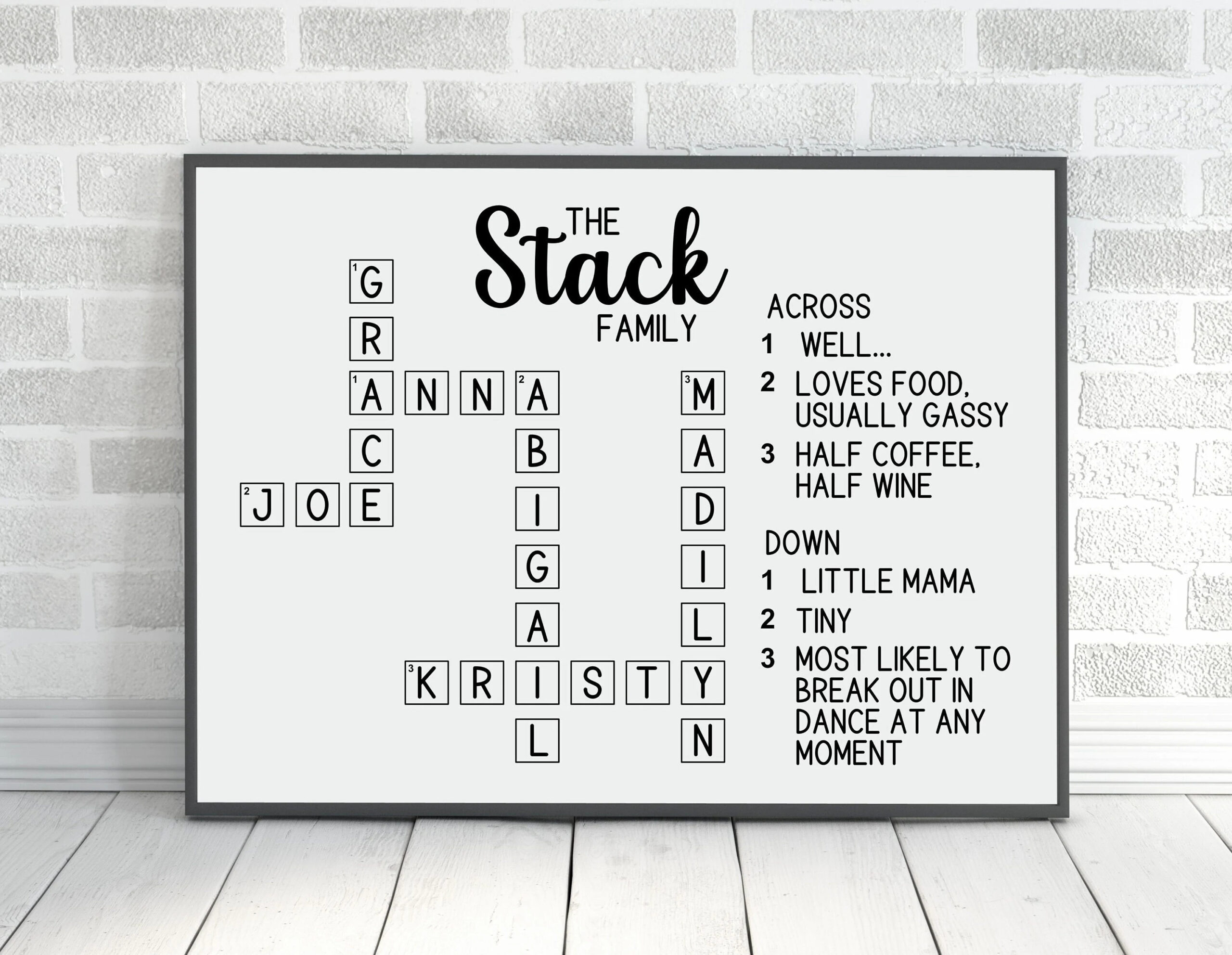 Personalized Family Crossword Puzzle Custom Family Name Sign Unique Christmas Gift Personalized Family Scrabble Print Crossword Print Etsy