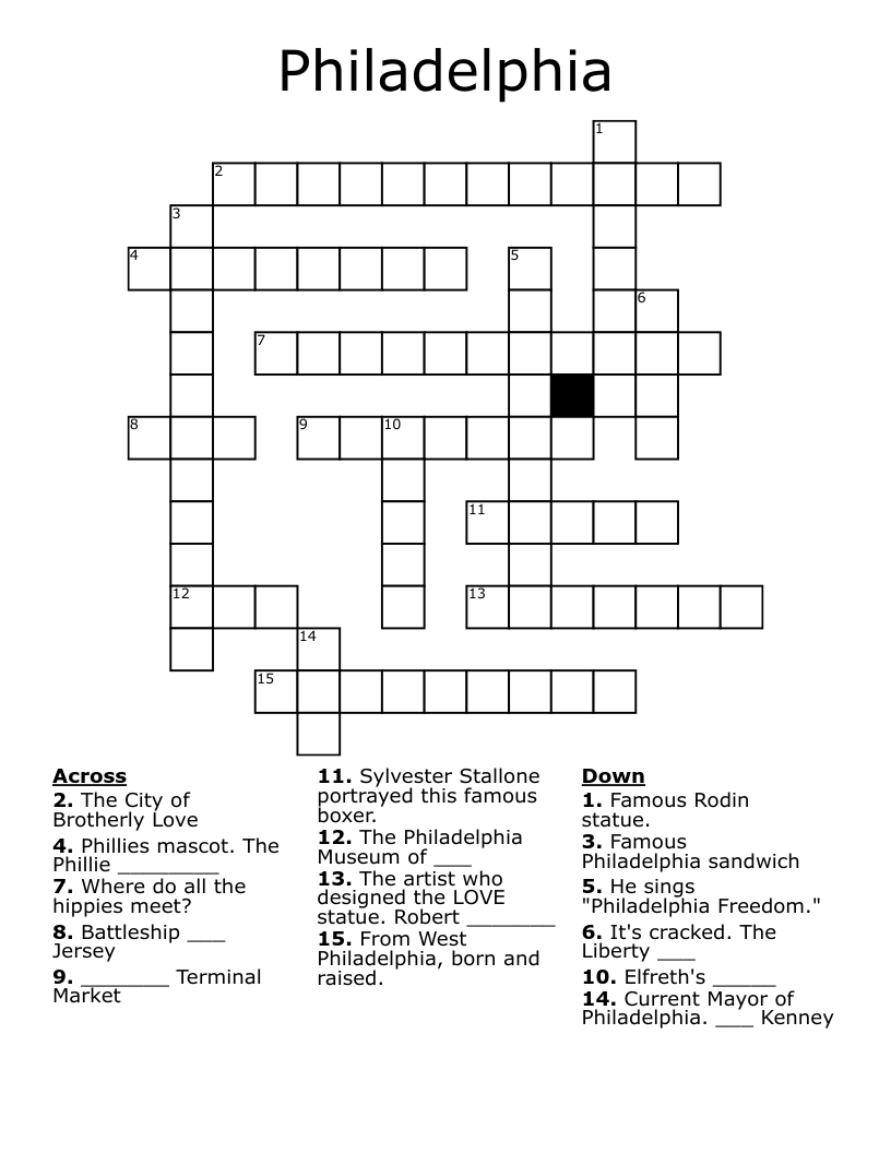 Philadelphia Crossword WordMint