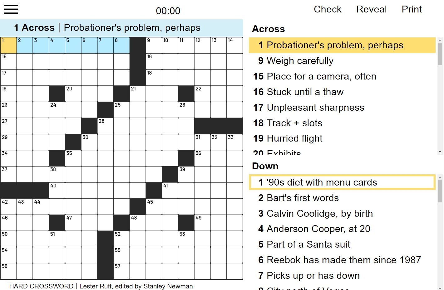 play a hard crossword puzzle for the challenge