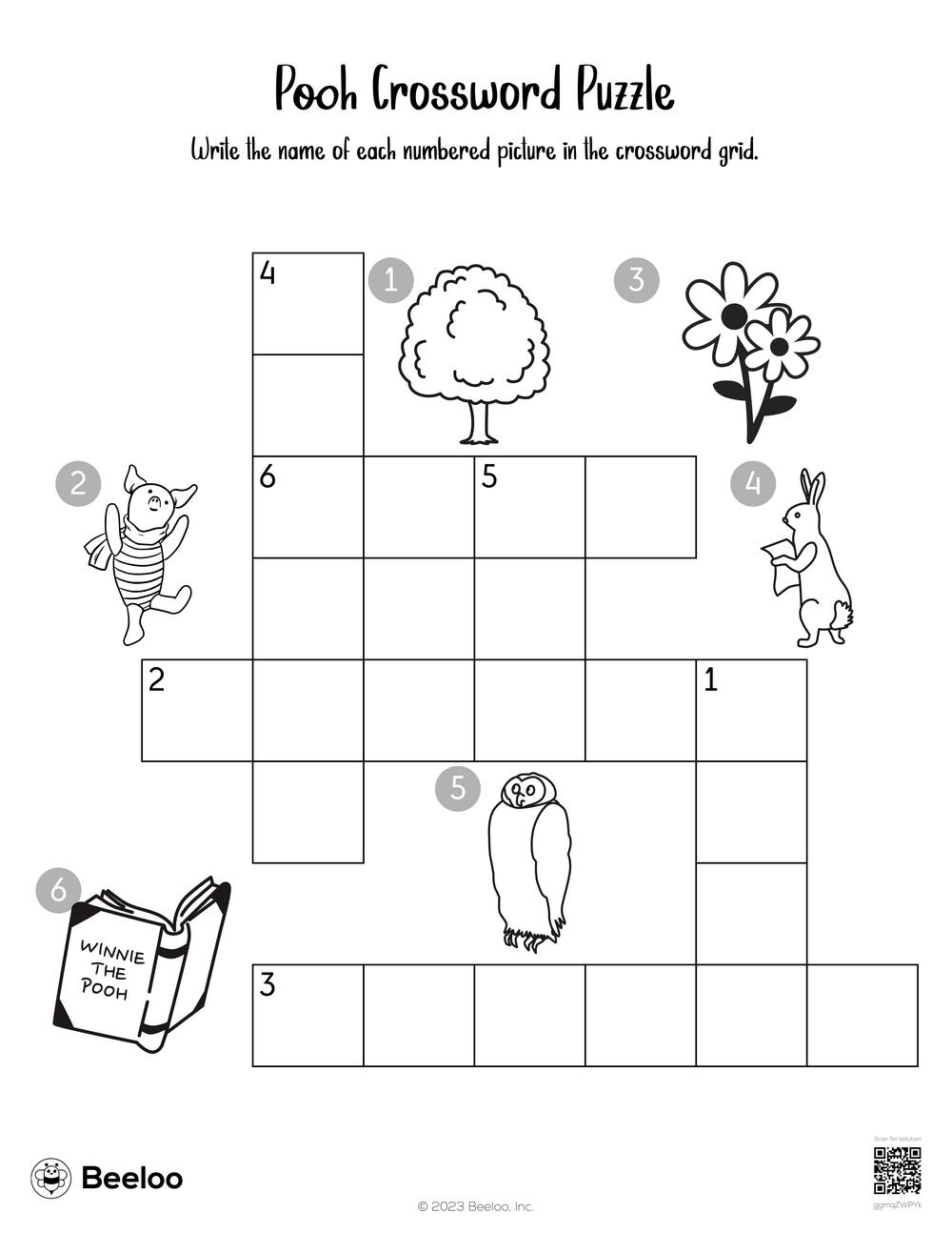 Pooh Crossword Puzzle Beeloo Printable Crafts And Activities For Kids