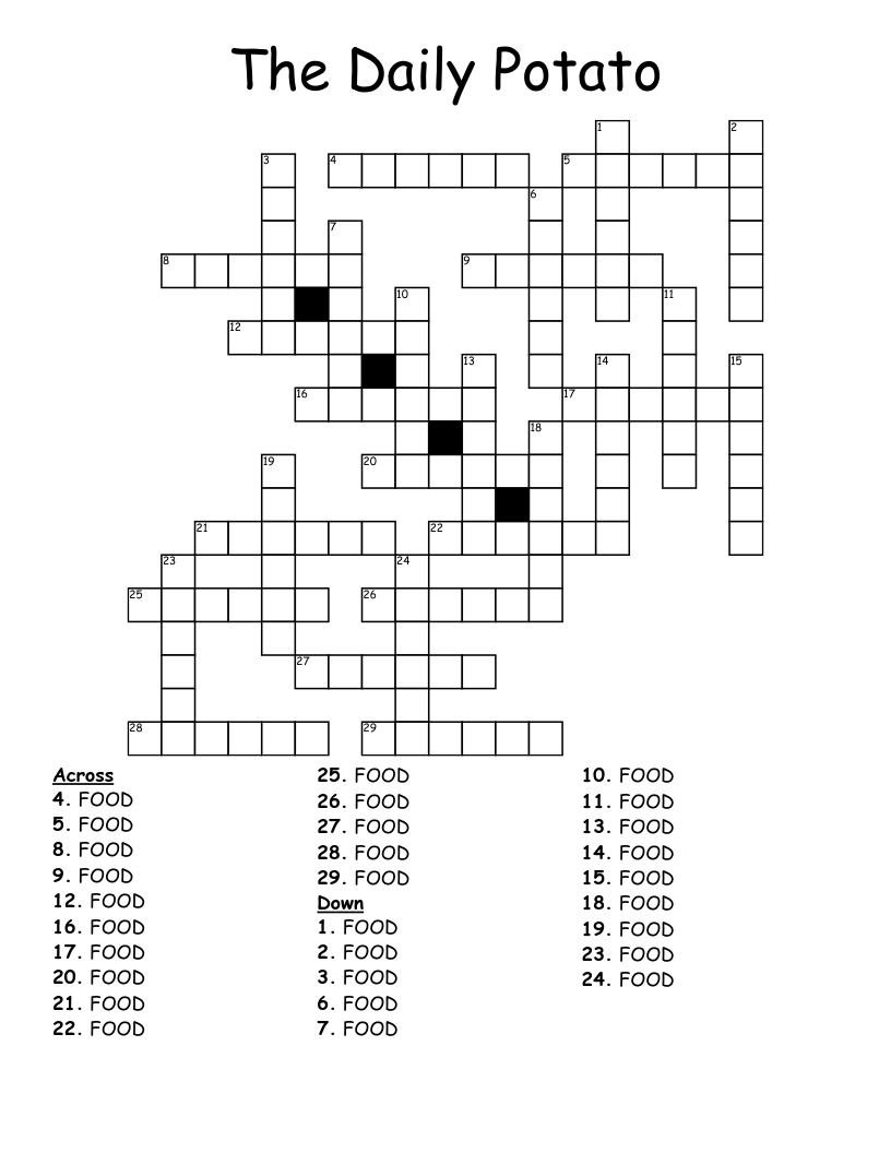 Potato Crossword WordMint