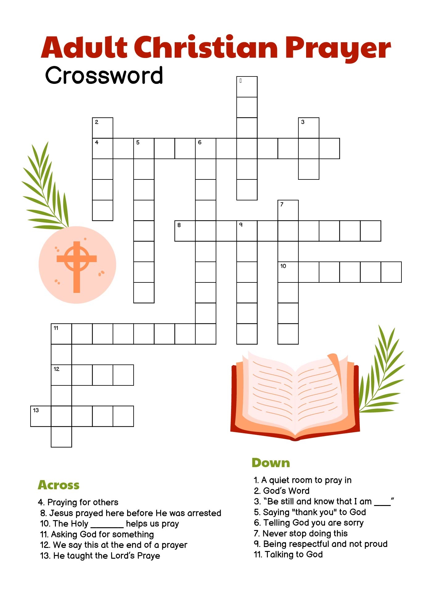 Prayer Crossword Puzzle 16 Free PDF Printables Printablee