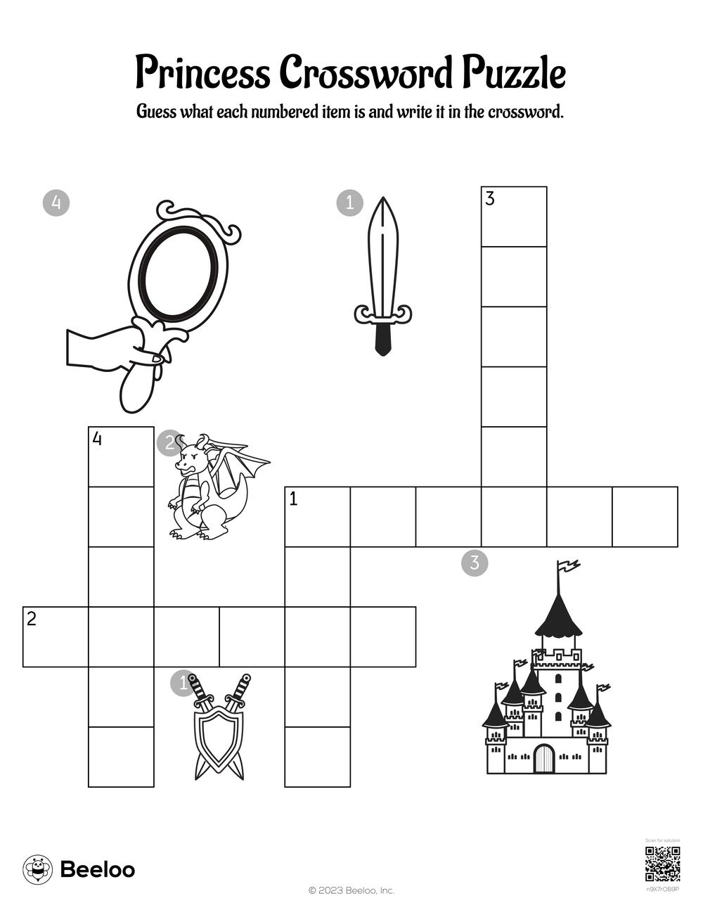 Princess Crossword Puzzle Beeloo Printable Crafts And Activities 