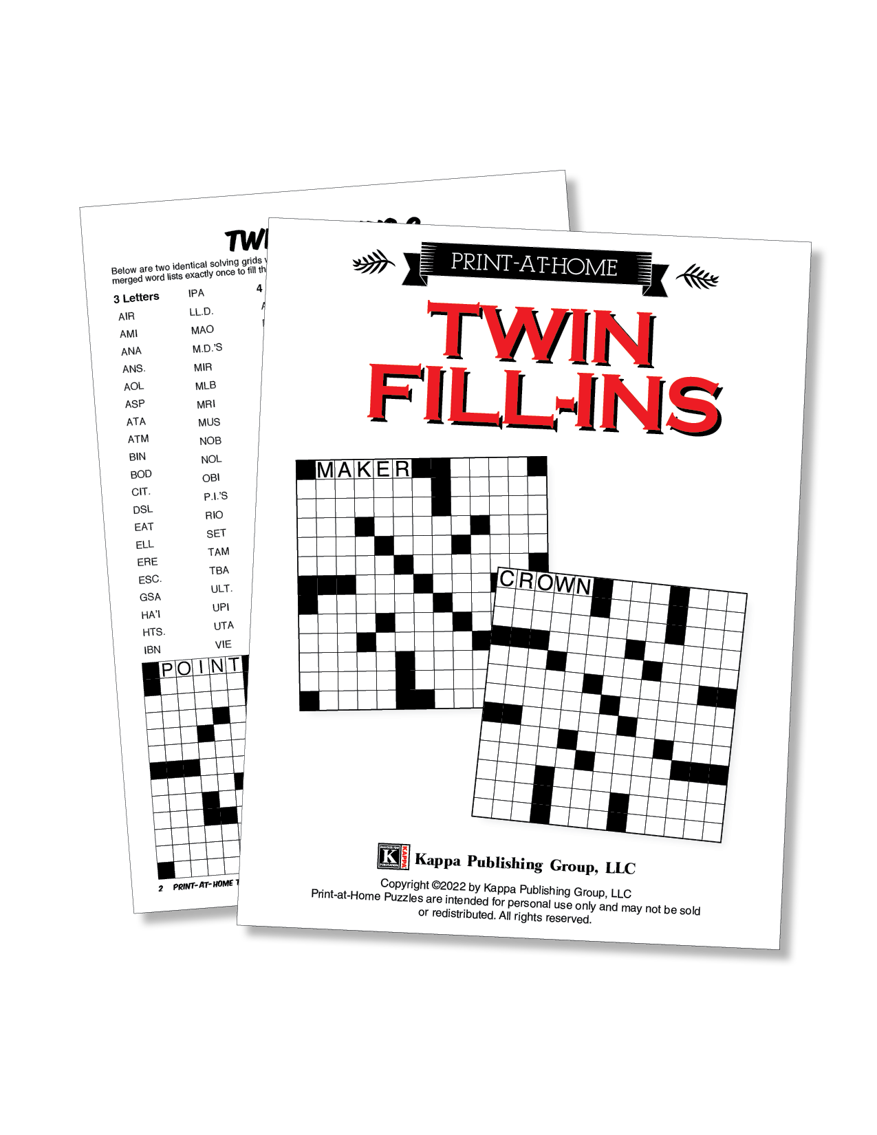 Print at Home Twin Fill Ins Kappa Puzzles