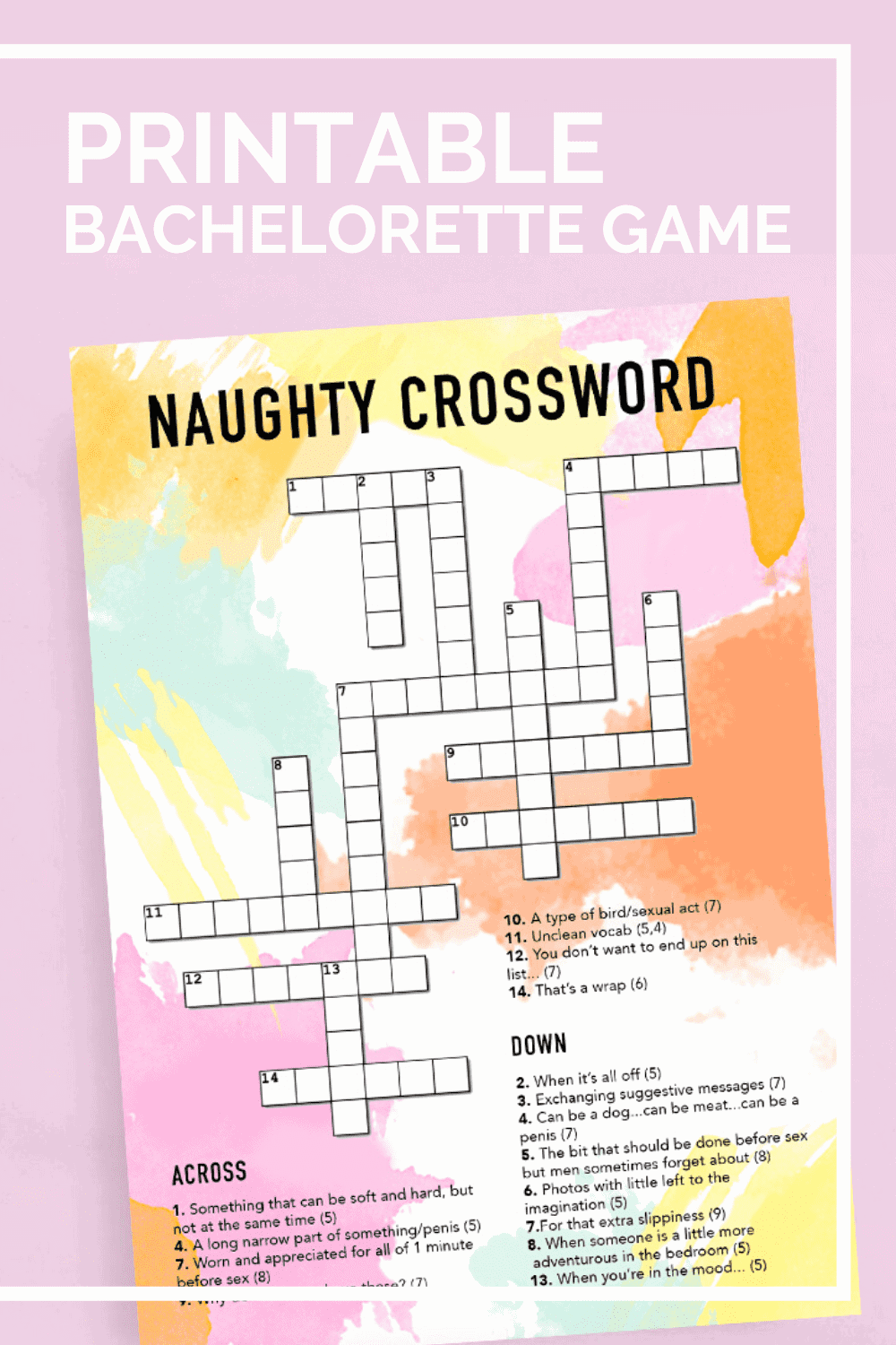 Bridal Shower Crossword Puzzle Printable