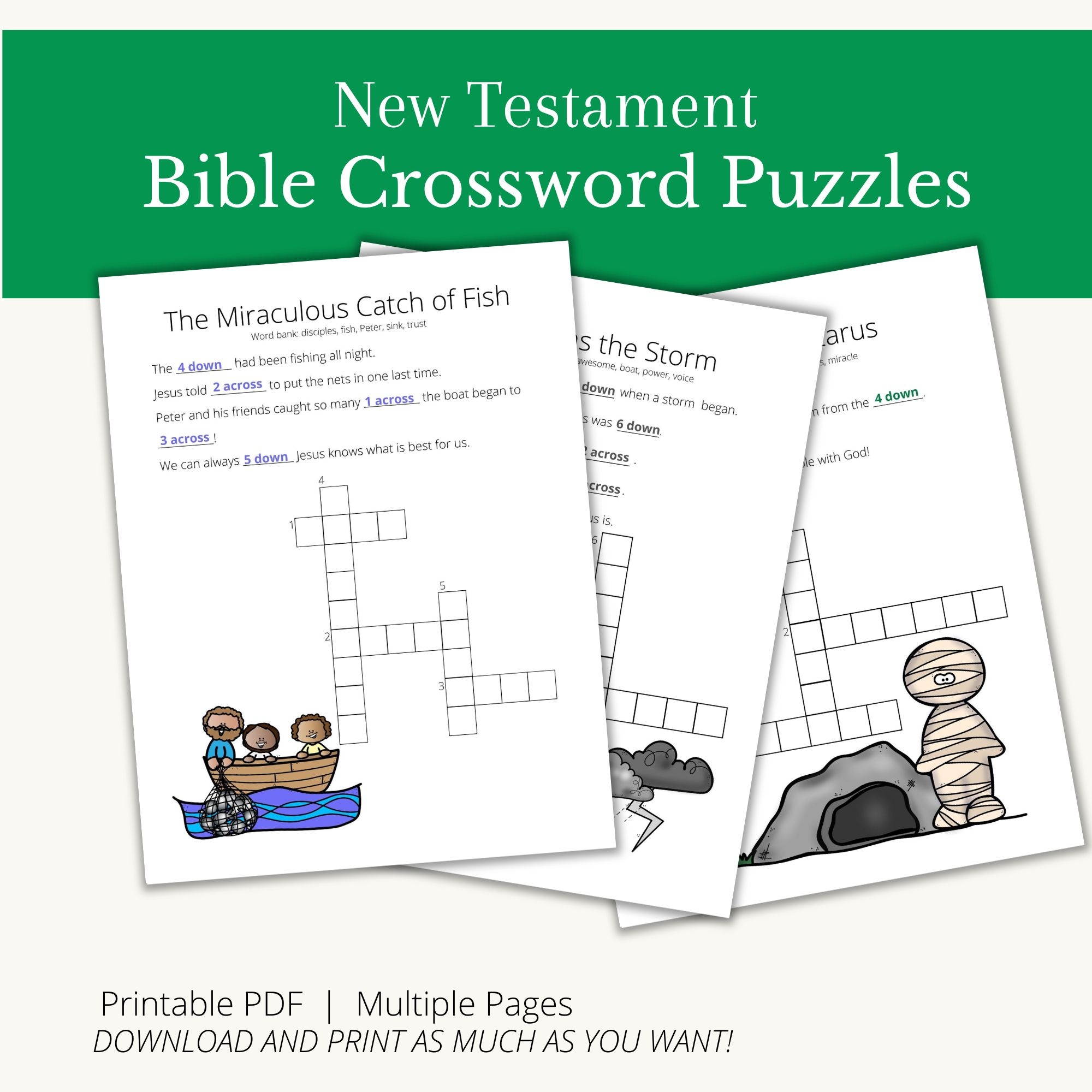 Printable Bible Activity Crossword Puzzles For Kids New Testament Classful