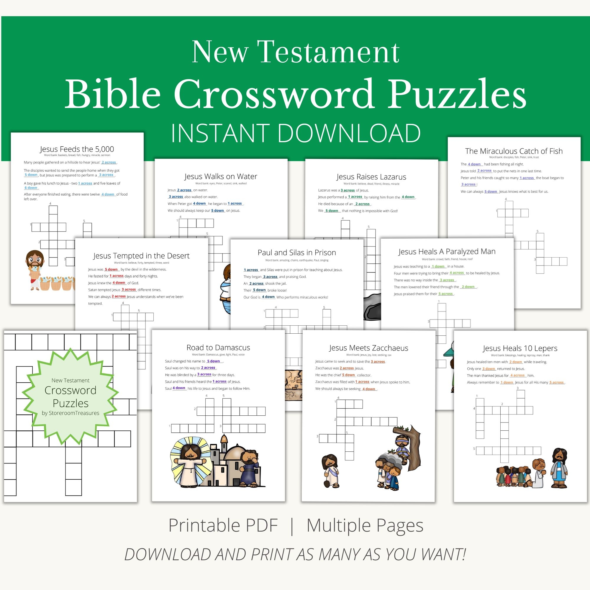 Bible Crossword Puzzles for Youth Printable