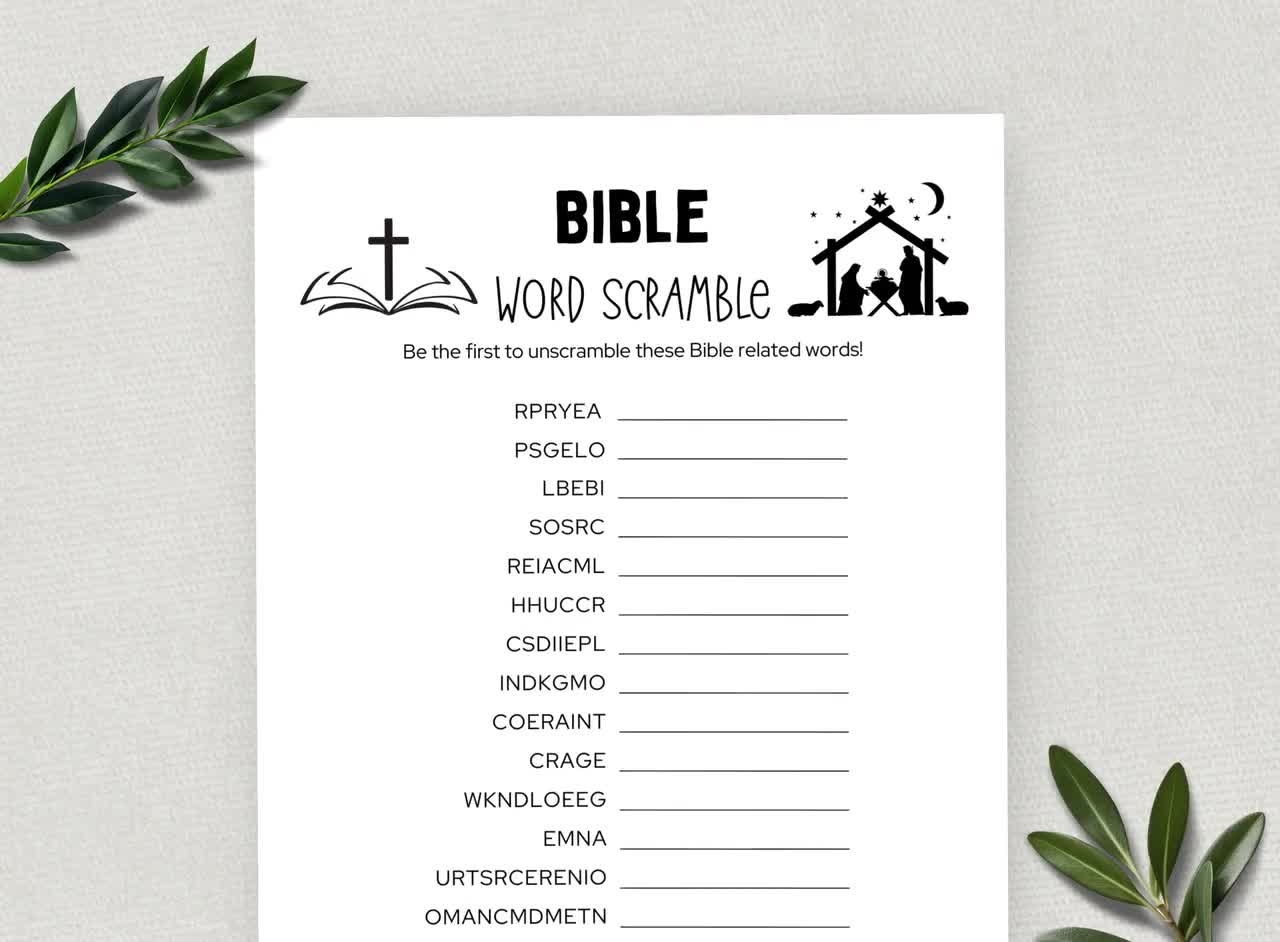 printable bible word scramble bible games fun christian youth group game sunday school church study activity for kids and adults etsy