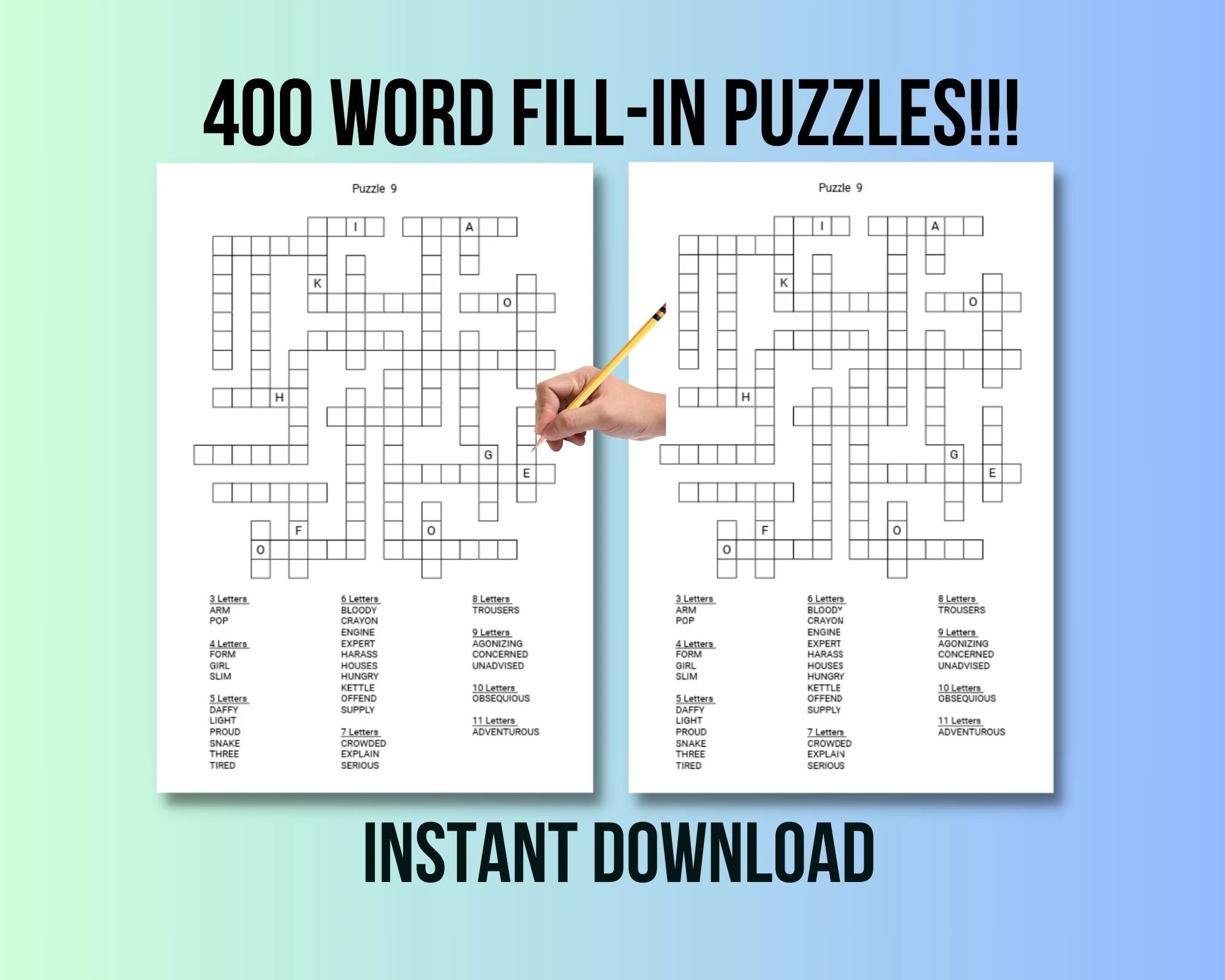 Printable Crossword Puzzle Book Etsy