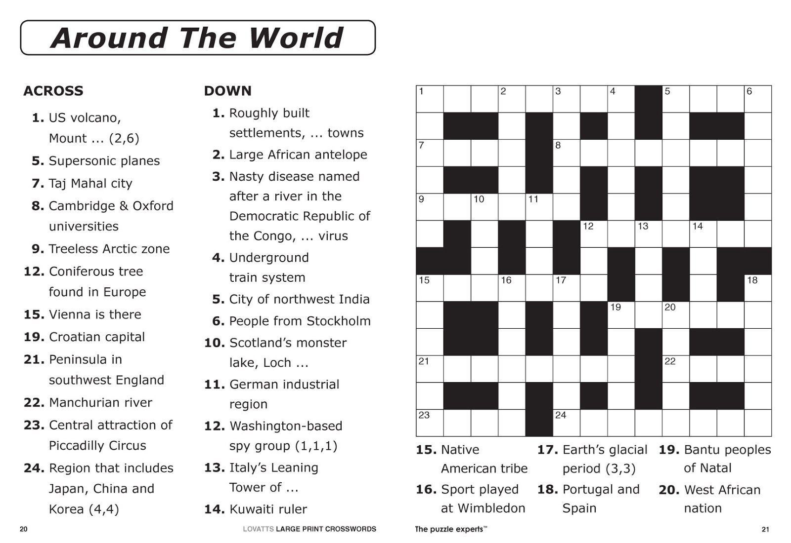 printable crossword puzzles with solutions worksheets library