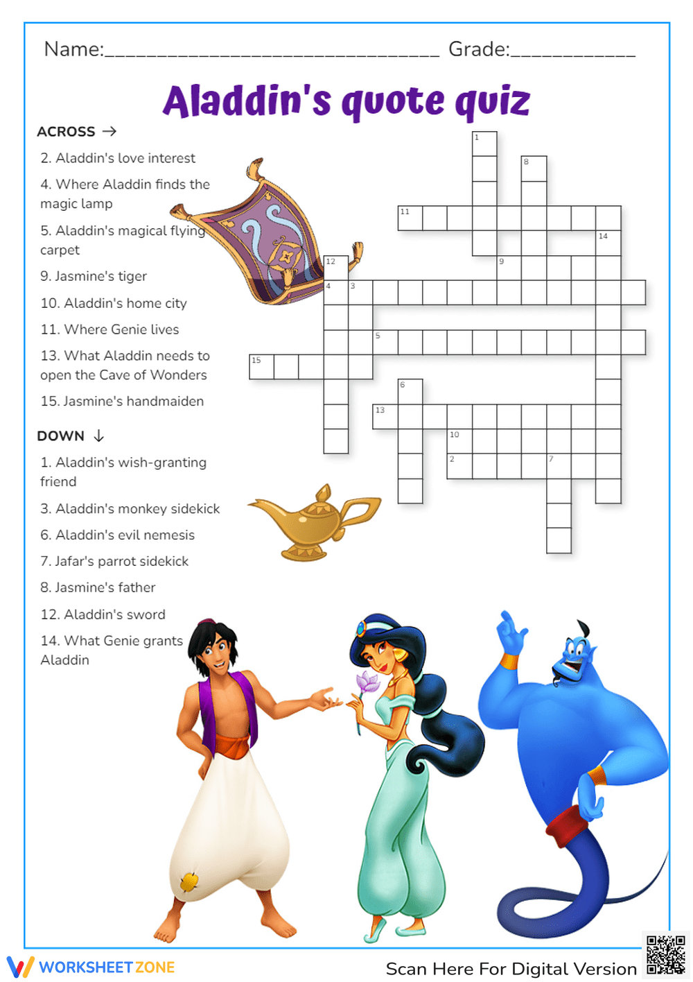 Printable Disney Crossword Puzzles Worksheets Download